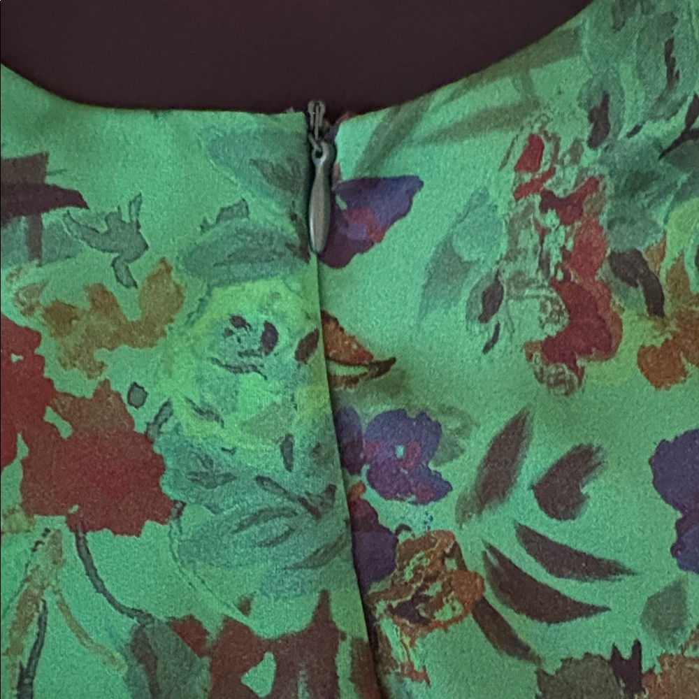 Zara Green and Purple Floral Print Satin Effect Dress with Cut Out Maxi Dress - Picture 15 of 15